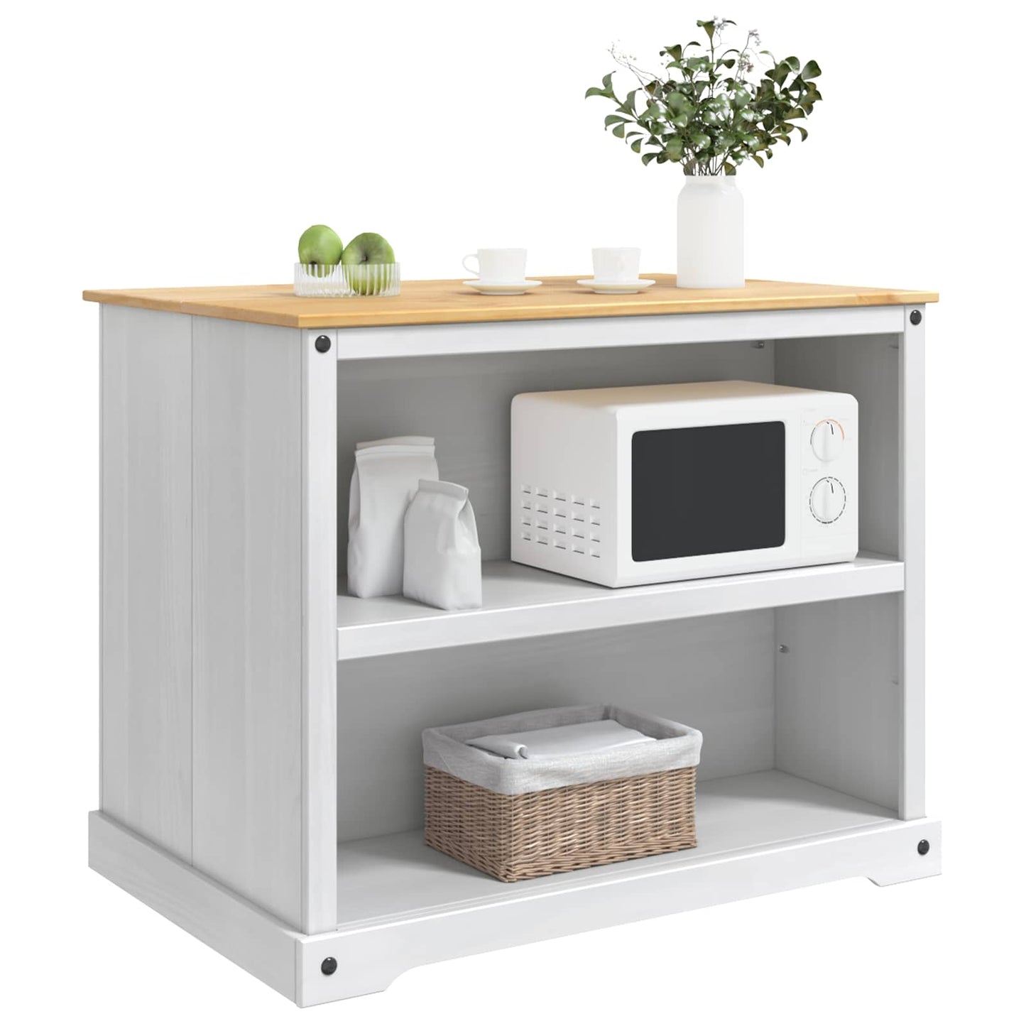 Keuken Trolley 2 pcs Wit en Honing Was 112 x 77 x 91,5 cm