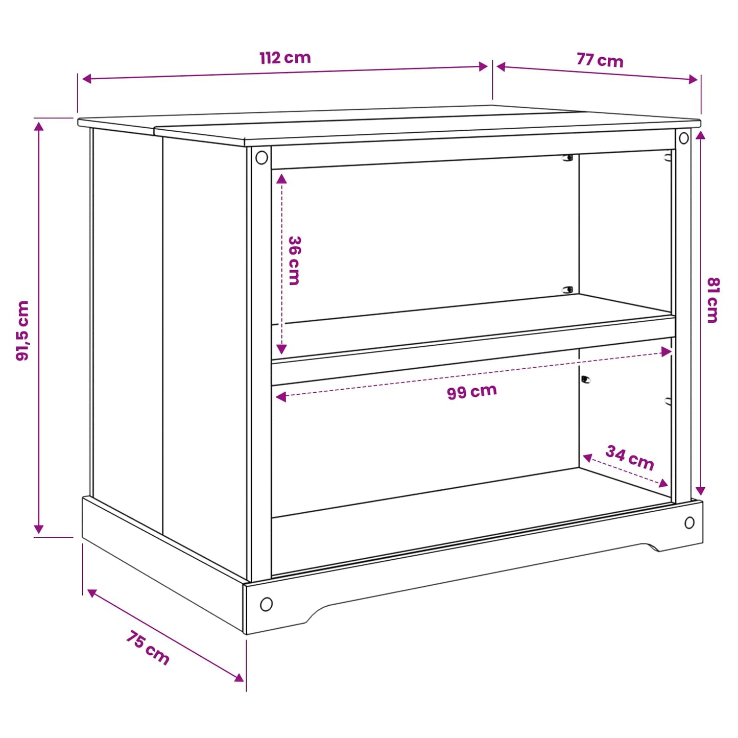 Keuken Trolley 2 pcs Wit en Honing Was 112 x 77 x 91,5 cm