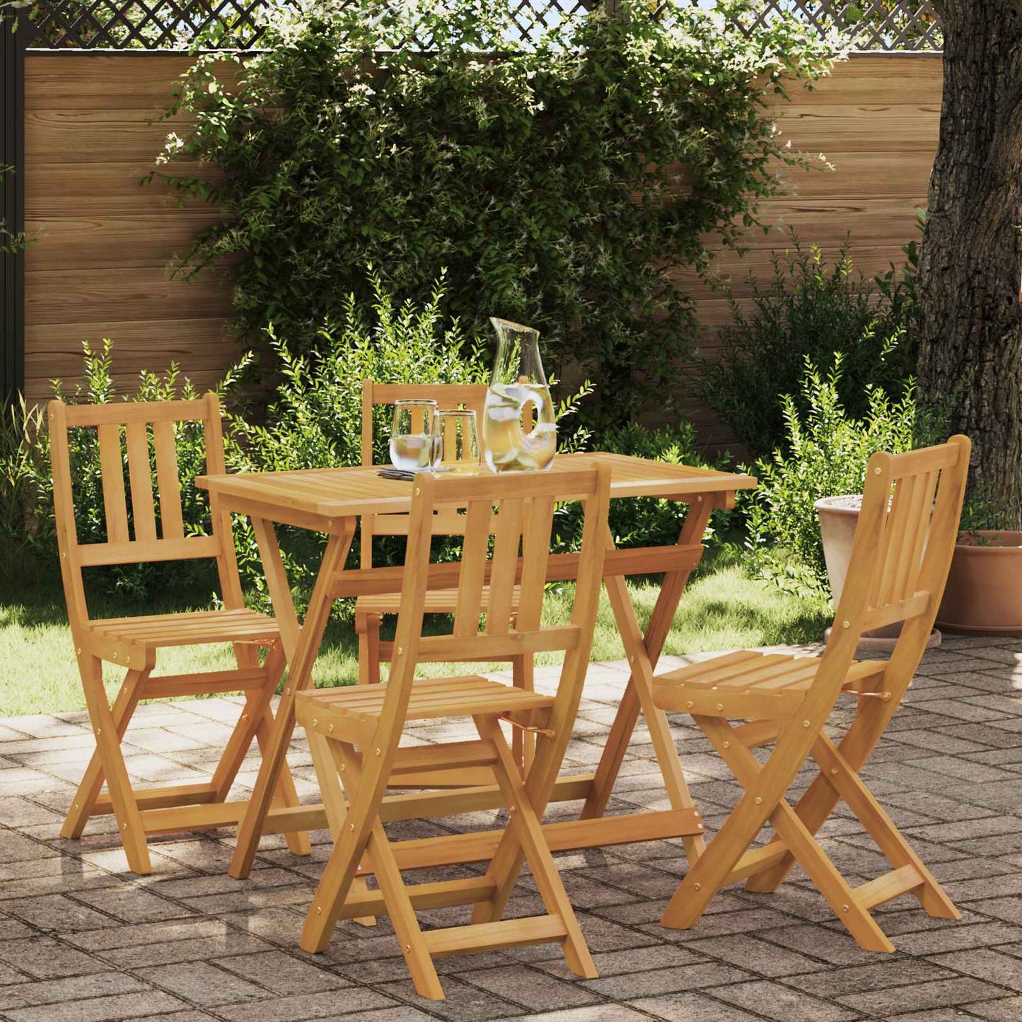Tuin Bistro Set 5 pcs Naturel Massief Acaciahout