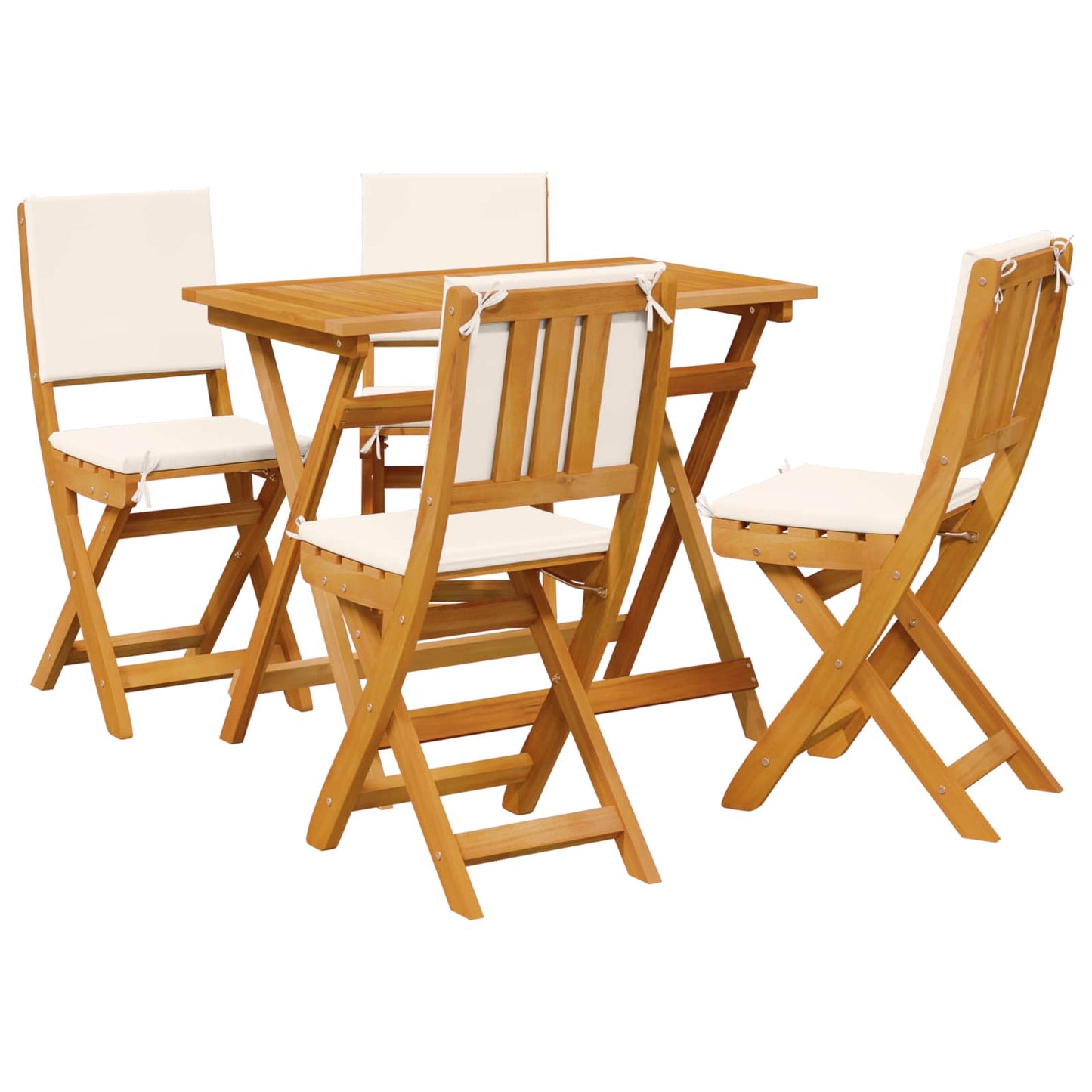 Tuin Bistro Set 5 pcs Natuurlijk en Crème Wit