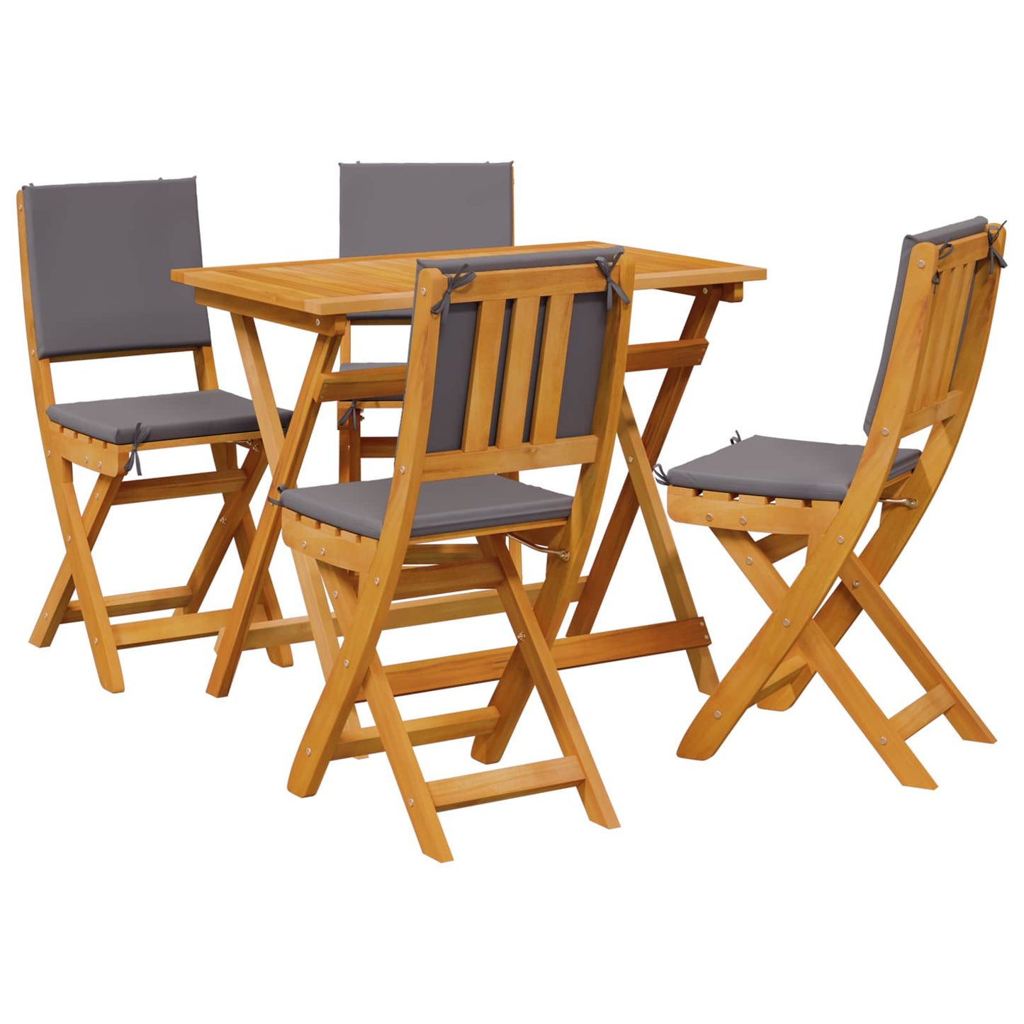 Tuinbistroset 5 st Naturel en donkergrijs Massief Acaciahout