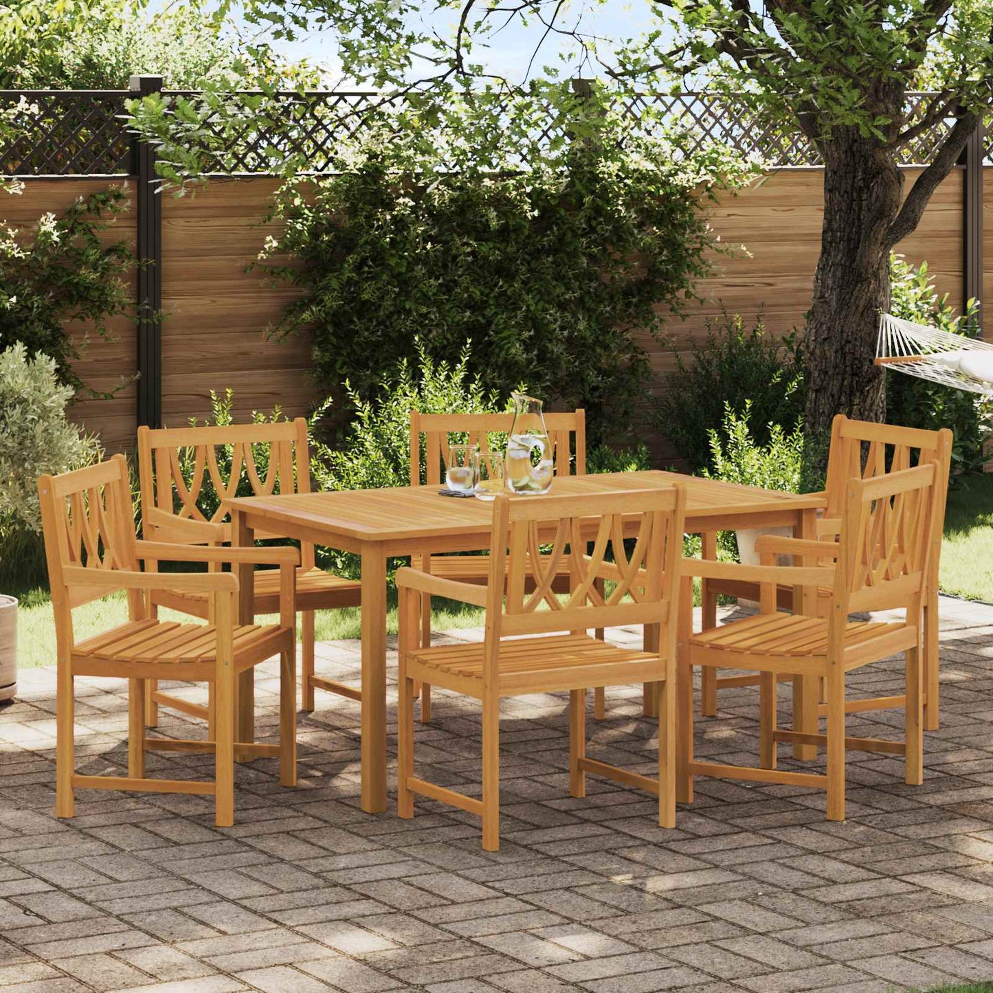 Tuinbank 6 pcs Naturel 56 x 55,5 x 90 cm Massief Acaciahout is nu te koop bij PeponiXL, paradijselijk wonen!