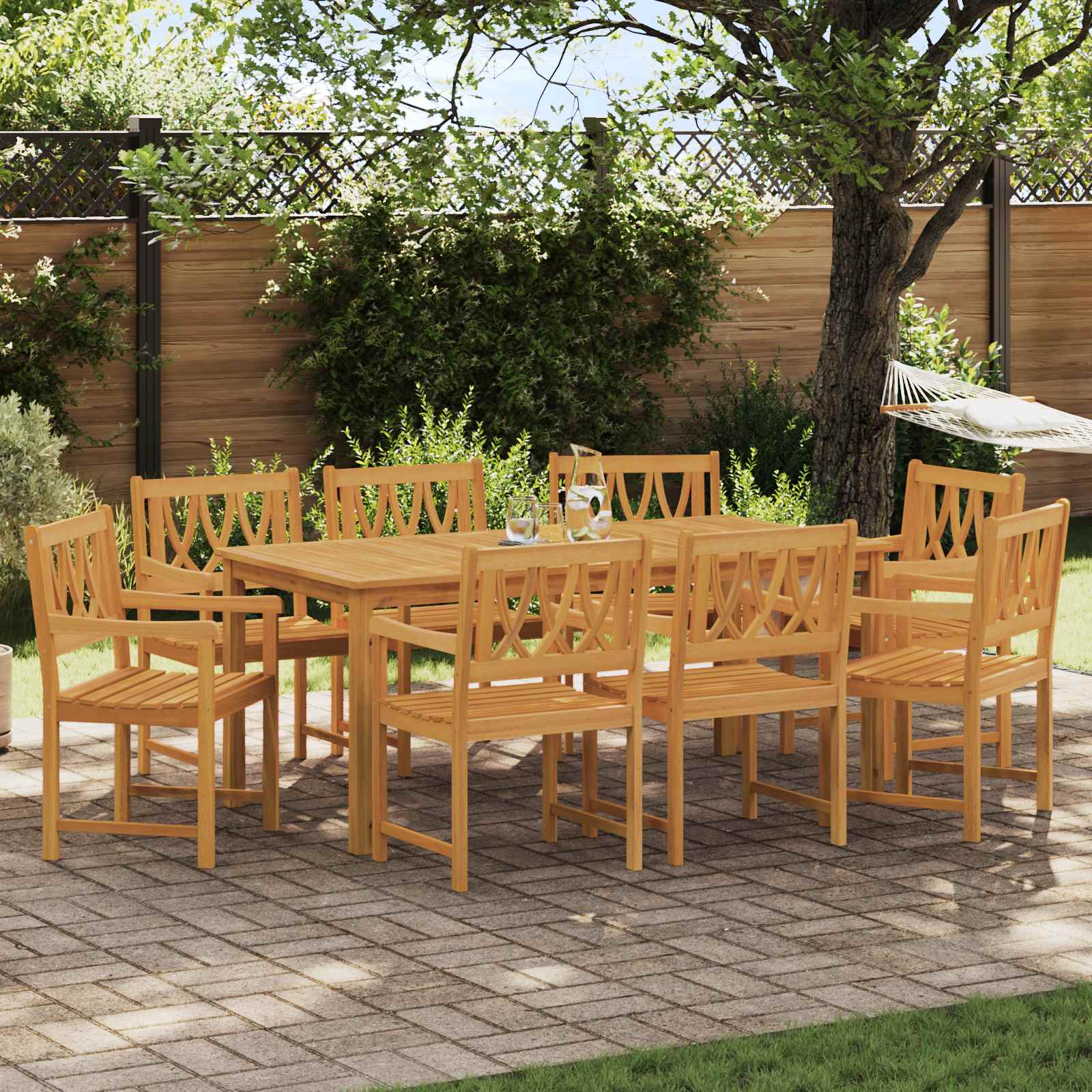 Tuinbank 8 pcs Naturel 56 x 55,5 x 90 cm Massief Acaciahout is nu te koop bij PeponiXL, paradijselijk wonen!