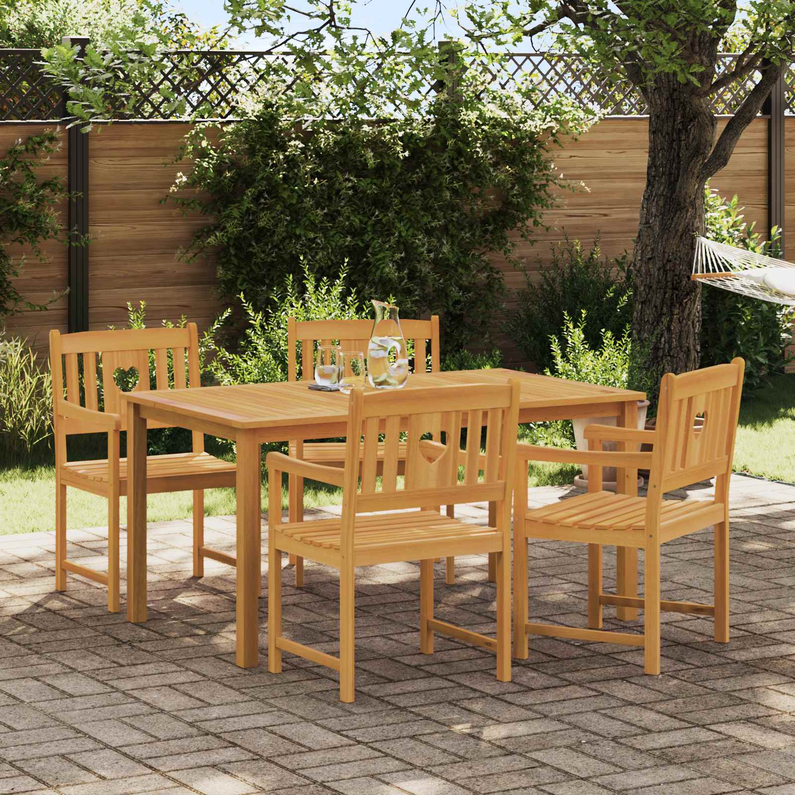 Tuinbank 4 pcs Naturel 56 x 55,5 x 90 cm Massief Acaciahout is nu te koop bij PeponiXL, paradijselijk wonen!