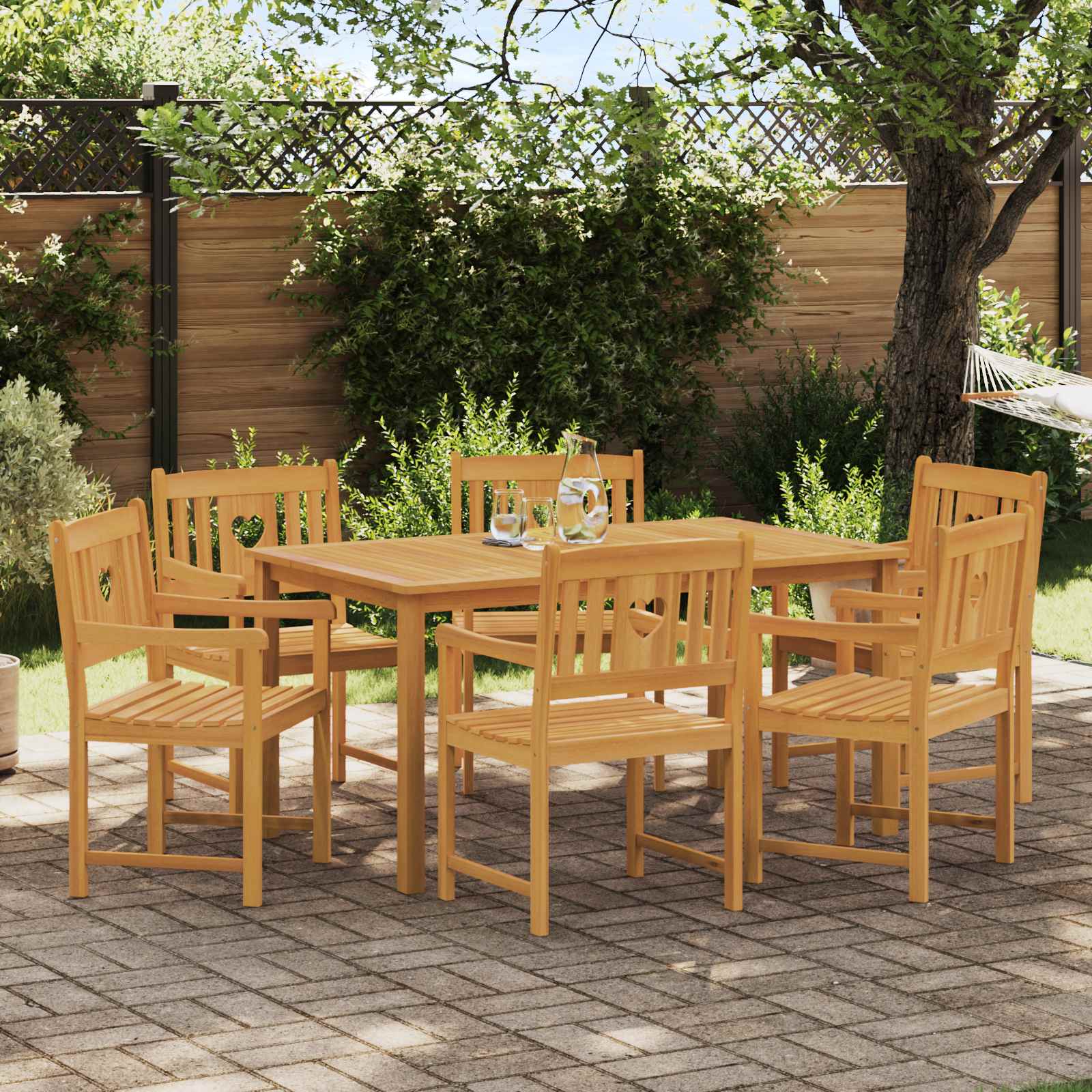 Tuinbank 6 pcs Naturel 56 x 55,5 x 90 cm Massief Acaciahout is nu te koop bij PeponiXL, paradijselijk wonen!