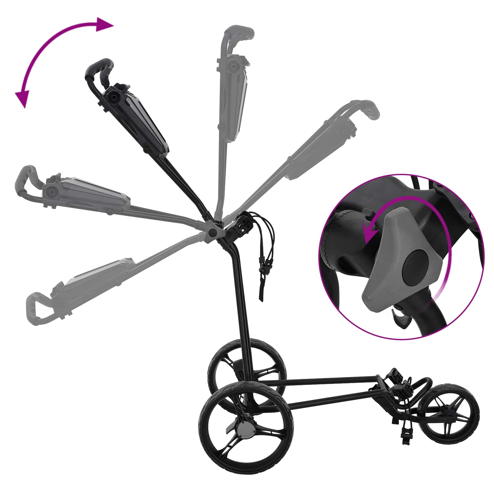 Golf trolley Zwart 95 x 60 x 130 cm IJzer is nu te koop bij PeponiXL, paradijselijk wonen!