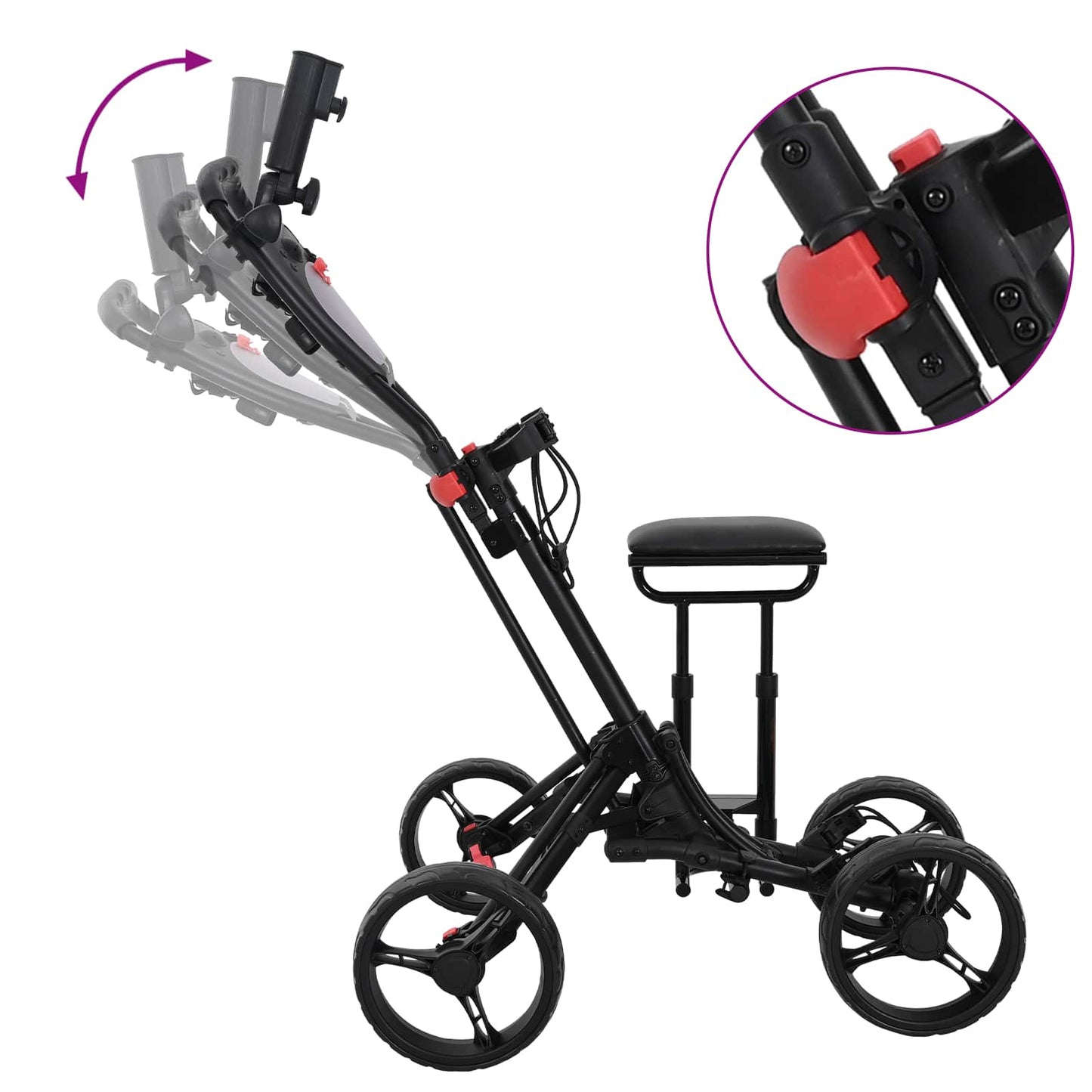 Golf trolley met zitplaats Zwart Aluminium Opvouwbaar is nu te koop bij PeponiXL, paradijselijk wonen!
