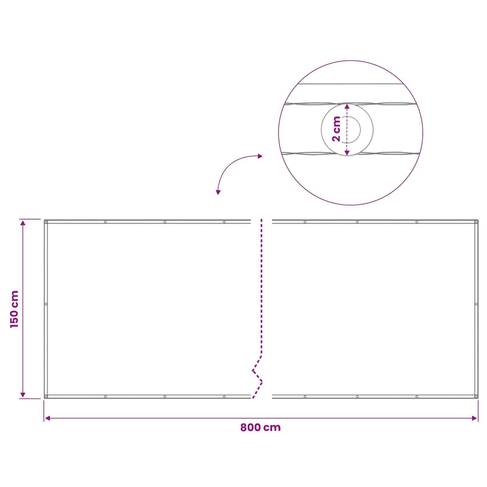 Balkon Privacy Scherm 150 x 800 cm Stof met PU-coating is nu te koop bij PeponiXL, paradijselijk wonen!