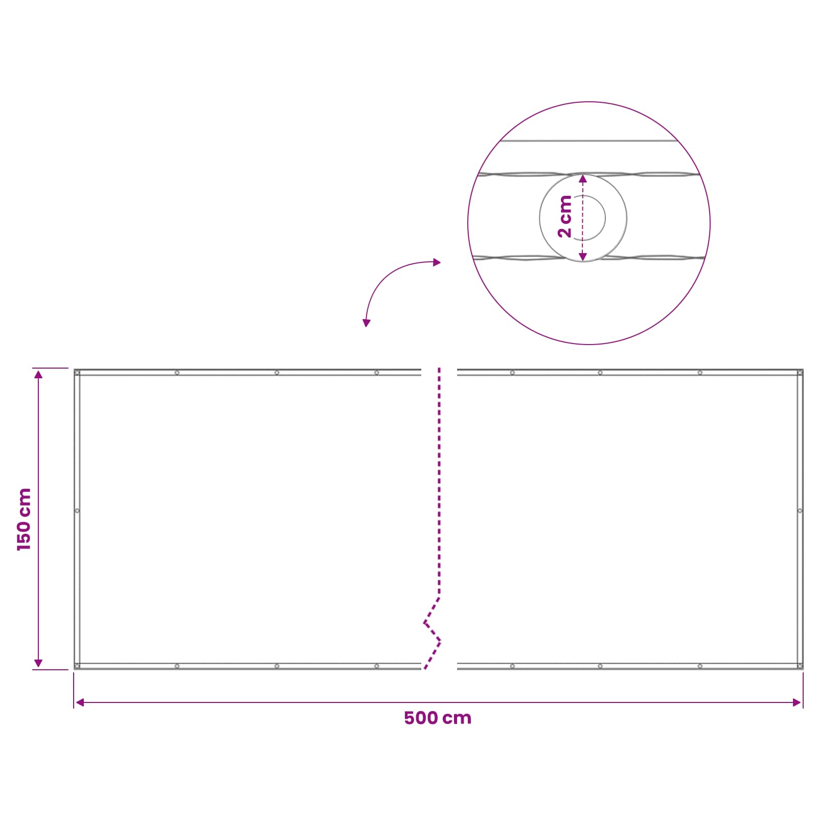 Balkon Privacy Scherm 150 x 500 cm Stof met PU-coating is nu te koop bij PeponiXL, paradijselijk wonen!