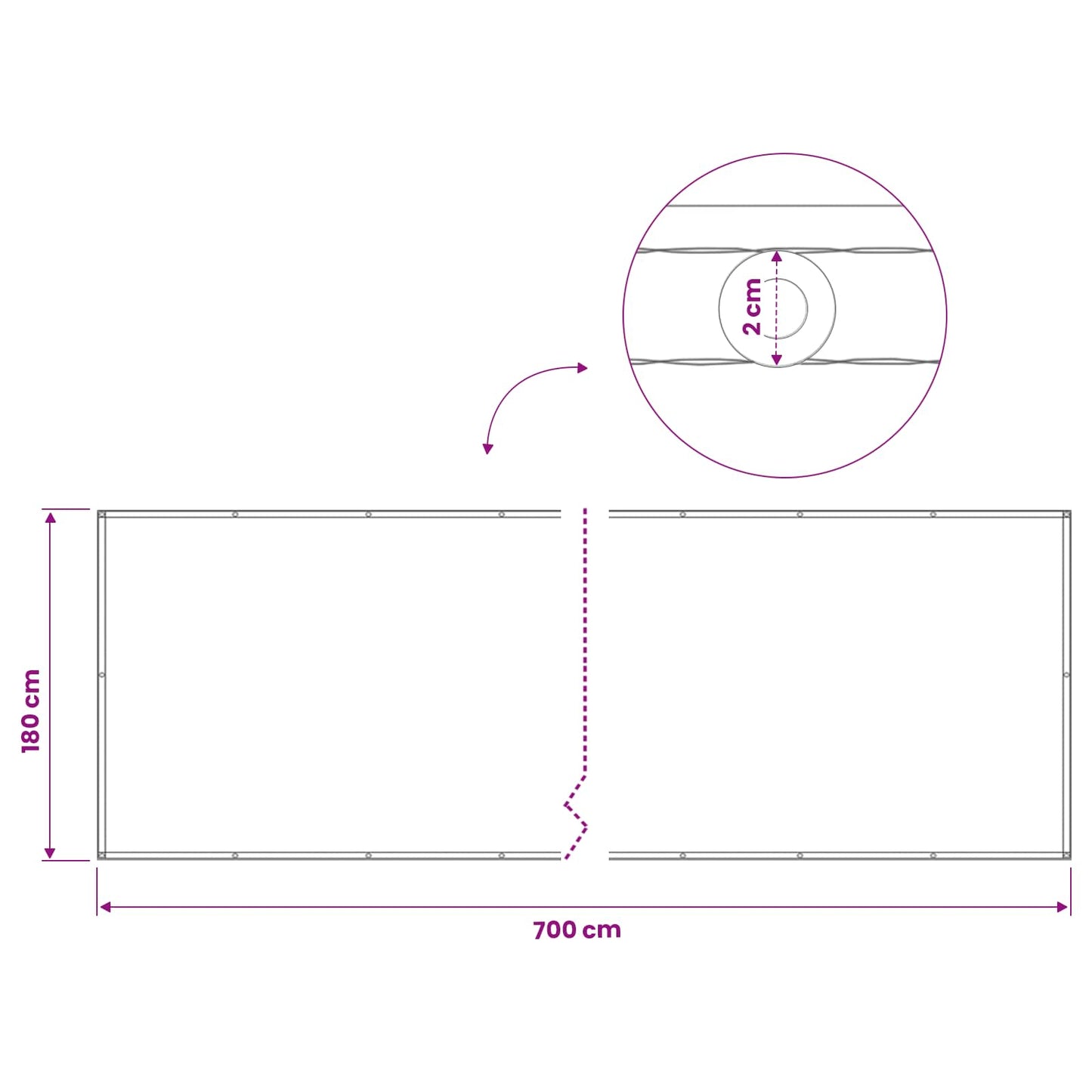 Balkon Privacy Scherm 180 x 700 cm Stof met PU-coating is nu te koop bij PeponiXL, paradijselijk wonen!