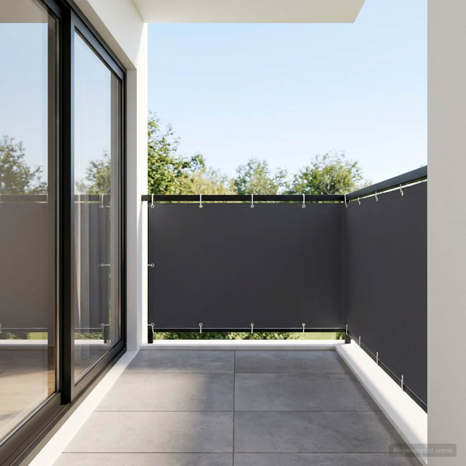 Balkon Privacy Scherm 150 x 300 cm Stof met PU-coating Zwart is nu te koop bij PeponiXL, paradijselijk wonen!