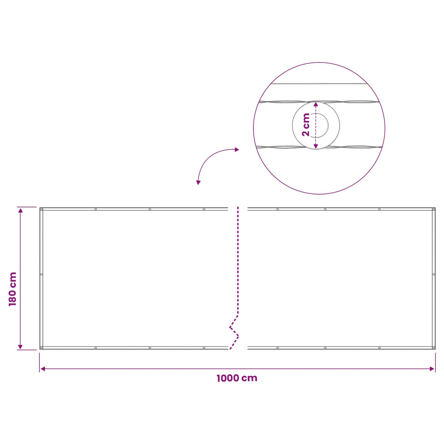 Balkon Privacy Scherm 180 x 1000 cm Stof met PU-coating Zwart is nu te koop bij PeponiXL, paradijselijk wonen!