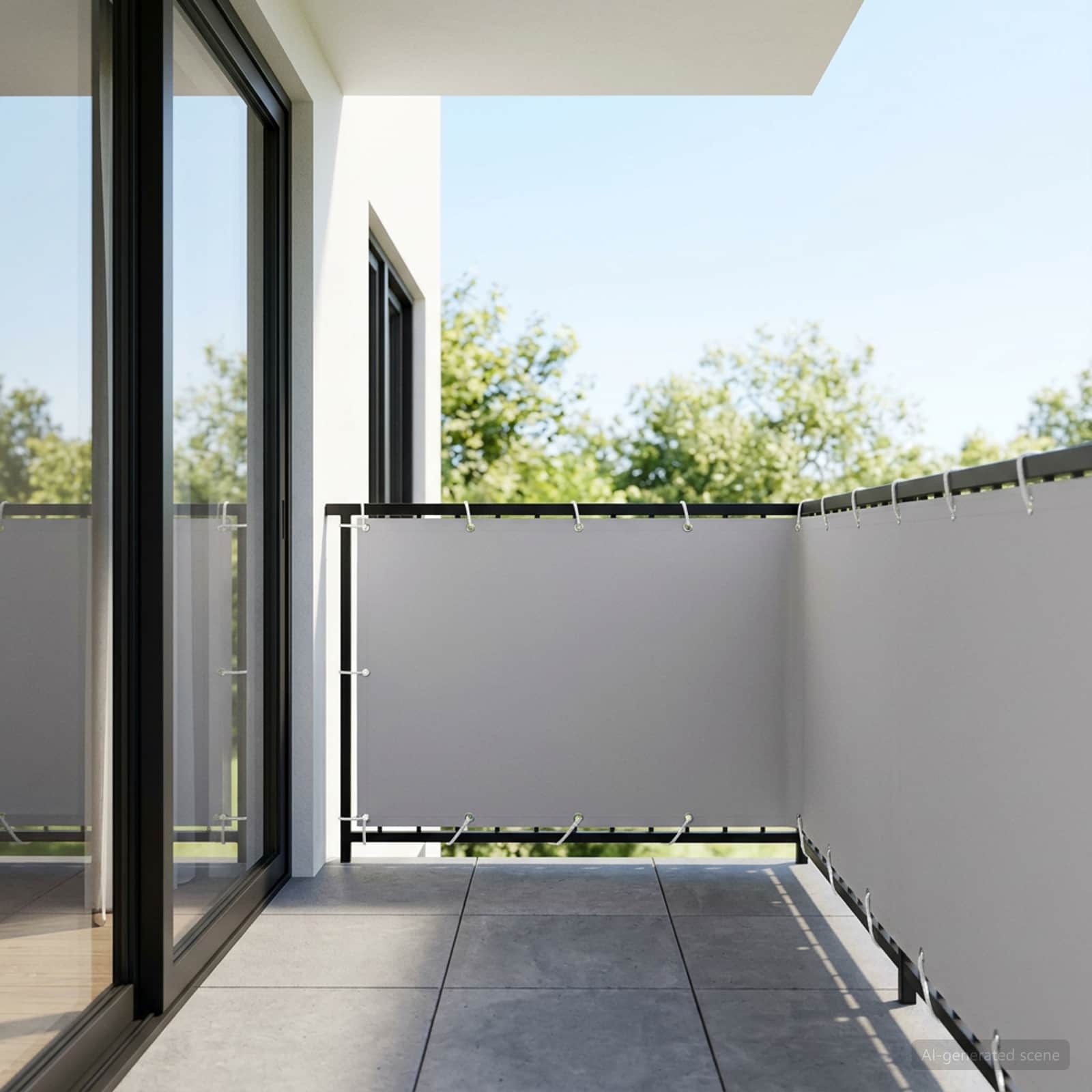 Balkon Privacy Scherm 1,2 x 15 m Stof met PU-coating Lichtgrijs is nu te koop bij PeponiXL, paradijselijk wonen!