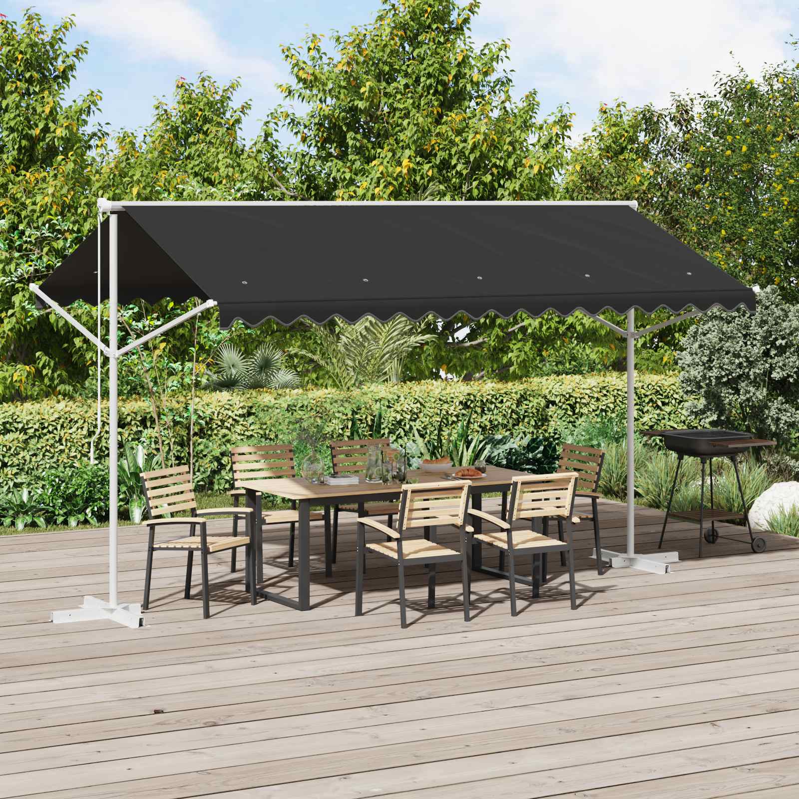 Vrijstaande luifel Antracietkleurig 4 × 3 m Polyester is nu te koop bij PeponiXL, paradijselijk wonen!