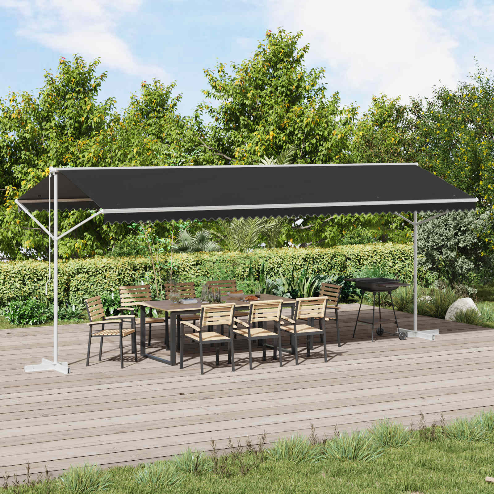 Vrijstaande luifel Antracietkleurig 6 x 3 m Polyester is nu te koop bij PeponiXL, paradijselijk wonen!