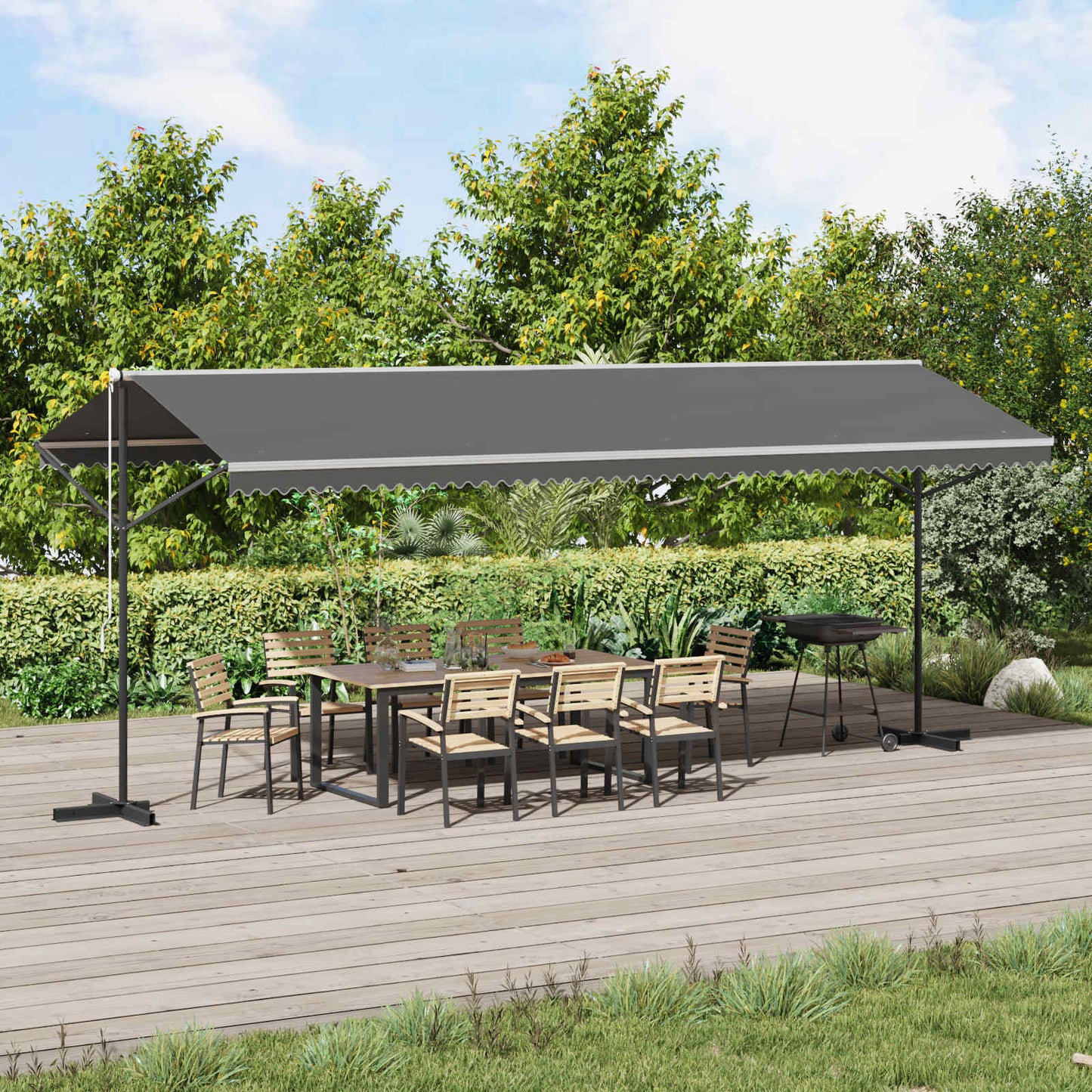 Vrijstaande luifel Grijs 6 x 3 m Polyester is nu te koop bij PeponiXL, paradijselijk wonen!