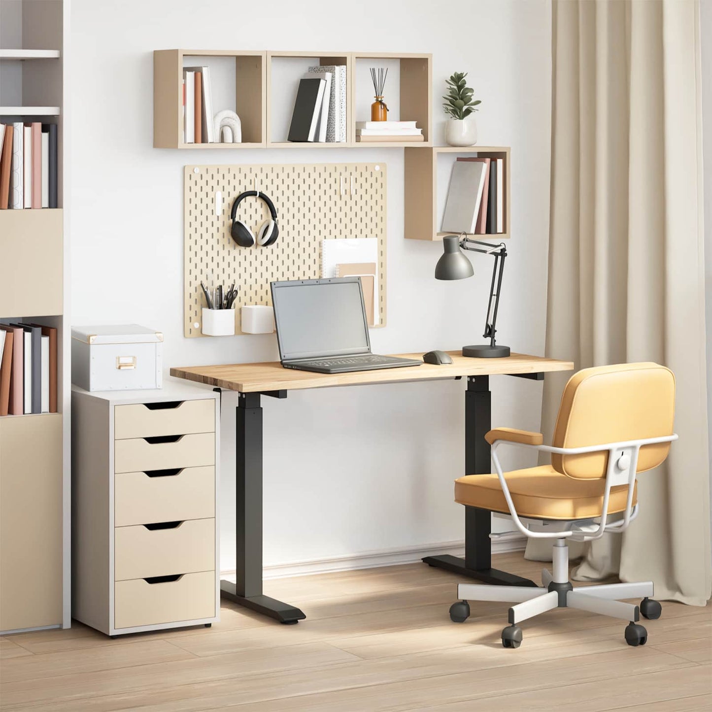 Bureau Zwart en natuurlijk 120 x 60 cm Massief Eikenhout is nu te koop bij PeponiXL, paradijselijk wonen!