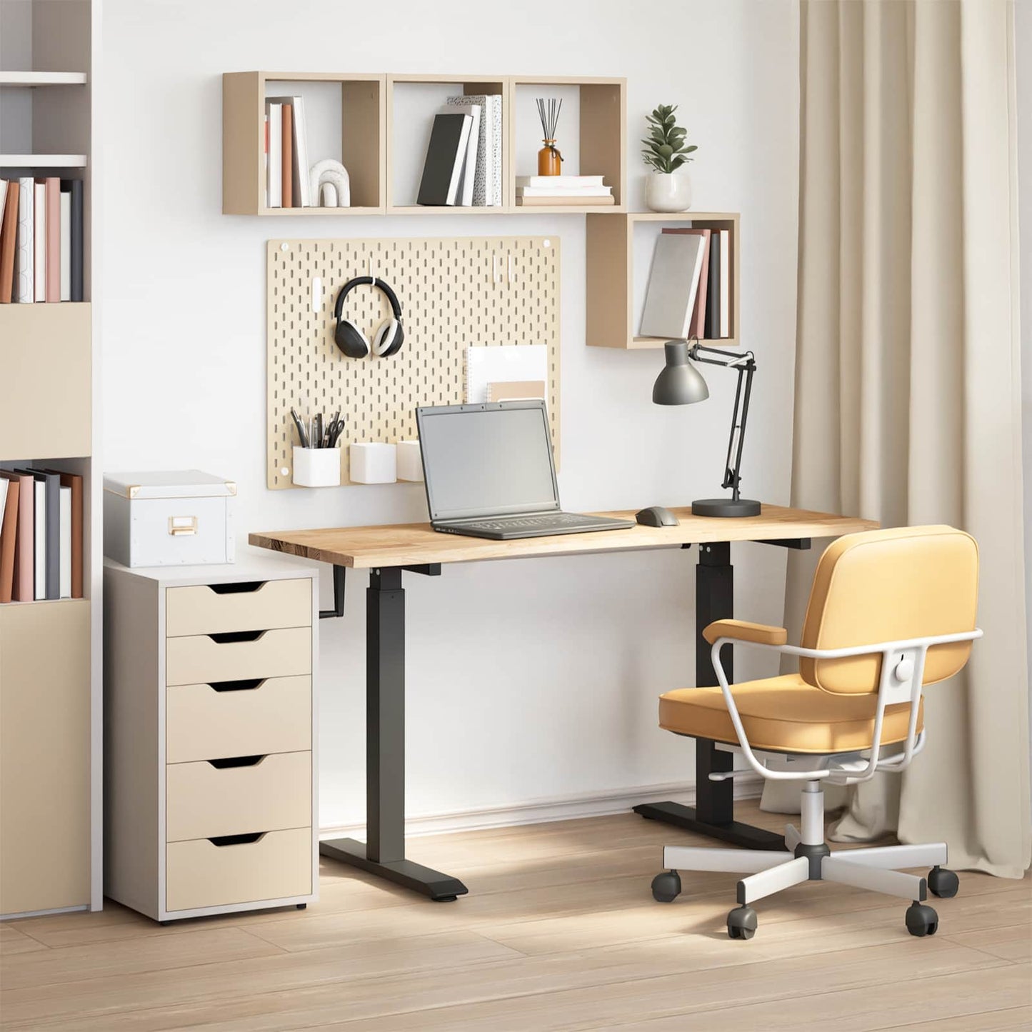 Bureau Zwart en natuurlijk 140 x 60 cm Massief Eikenhout is nu te koop bij PeponiXL, paradijselijk wonen!