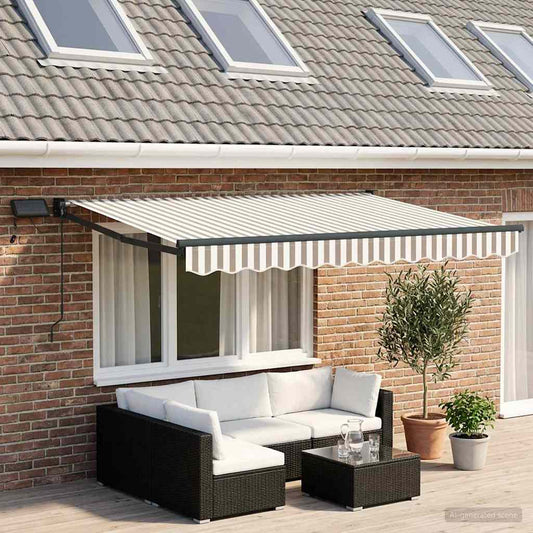 Handbediende luifel met LED's Lichtgrijs en wit. is nu te koop bij PeponiXL, paradijselijk wonen!