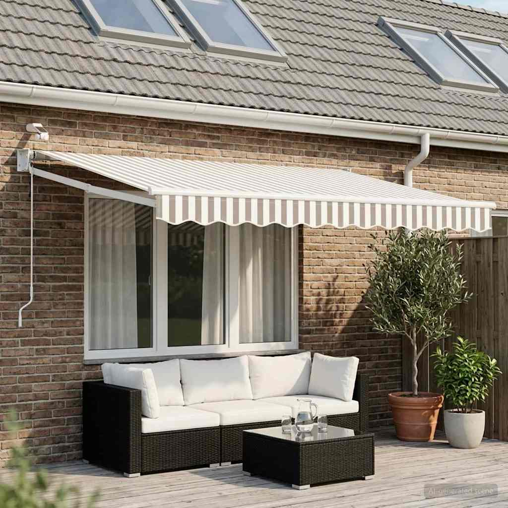 Elektrisch Uittrekbaar Zonnescherm Lichtgrijs en wit. is nu te koop bij PeponiXL, paradijselijk wonen!