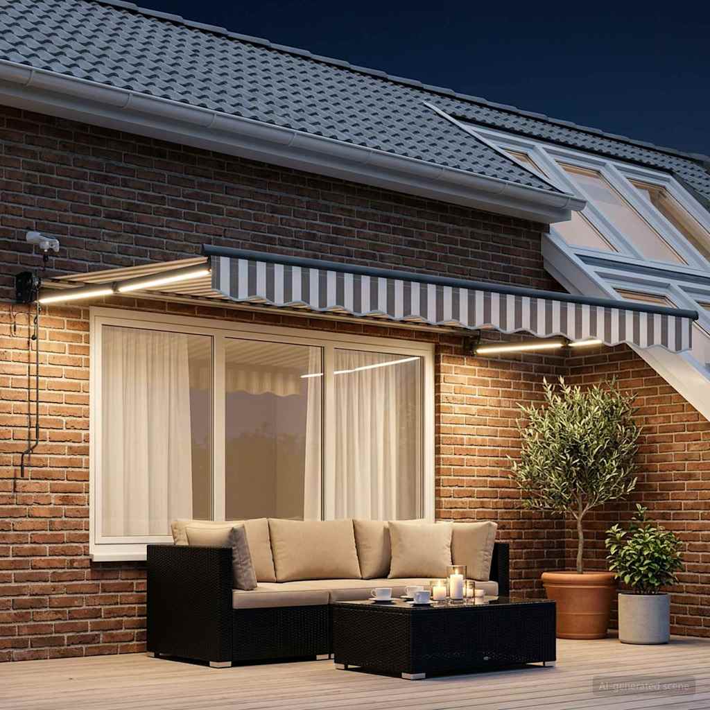 Elektrisch Uittrekbaar Zonnescherm Lichtgrijs en wit. is nu te koop bij PeponiXL, paradijselijk wonen!