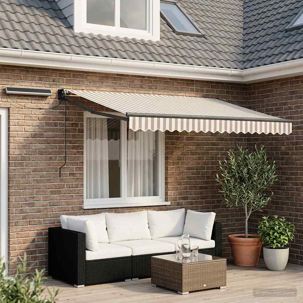 Elektrisch Uittrekbaar Zonnescherm Lichtgrijs en wit. is nu te koop bij PeponiXL, paradijselijk wonen!