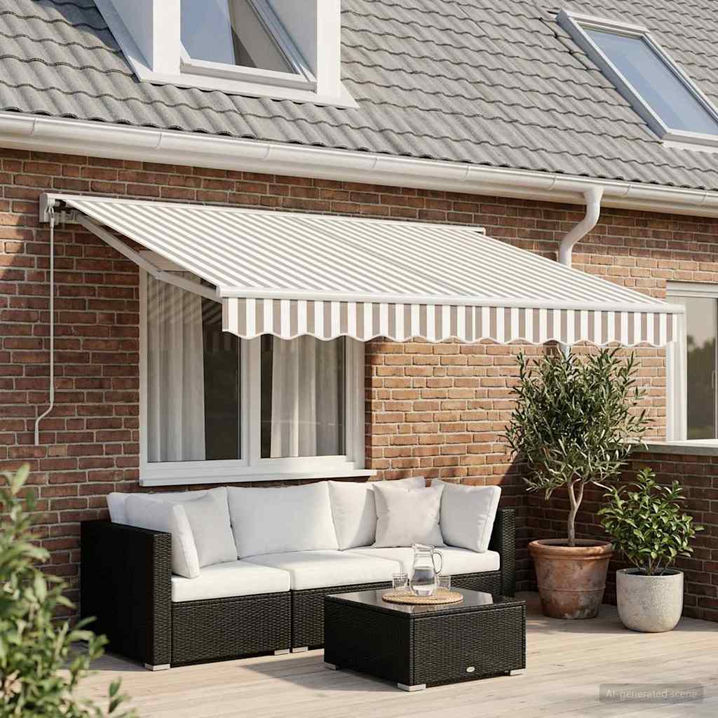 Handmatig uitschuifbare luifel Lichtgrijs en wit. 3 x 2,5 m is nu te koop bij PeponiXL, paradijselijk wonen!