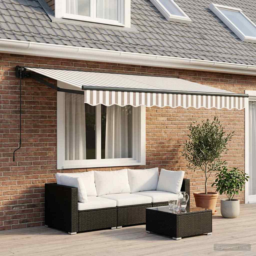 Handmatig uitschuifbare luifel Lichtgrijs en wit. 3 x 2 m is nu te koop bij PeponiXL, paradijselijk wonen!
