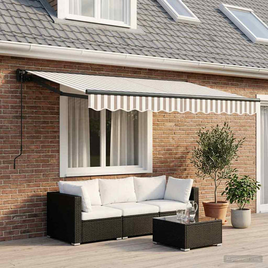 Uitschuifbare luifel Lichtgrijs en wit. 3,5 x 2,5 m is nu te koop bij PeponiXL, paradijselijk wonen!