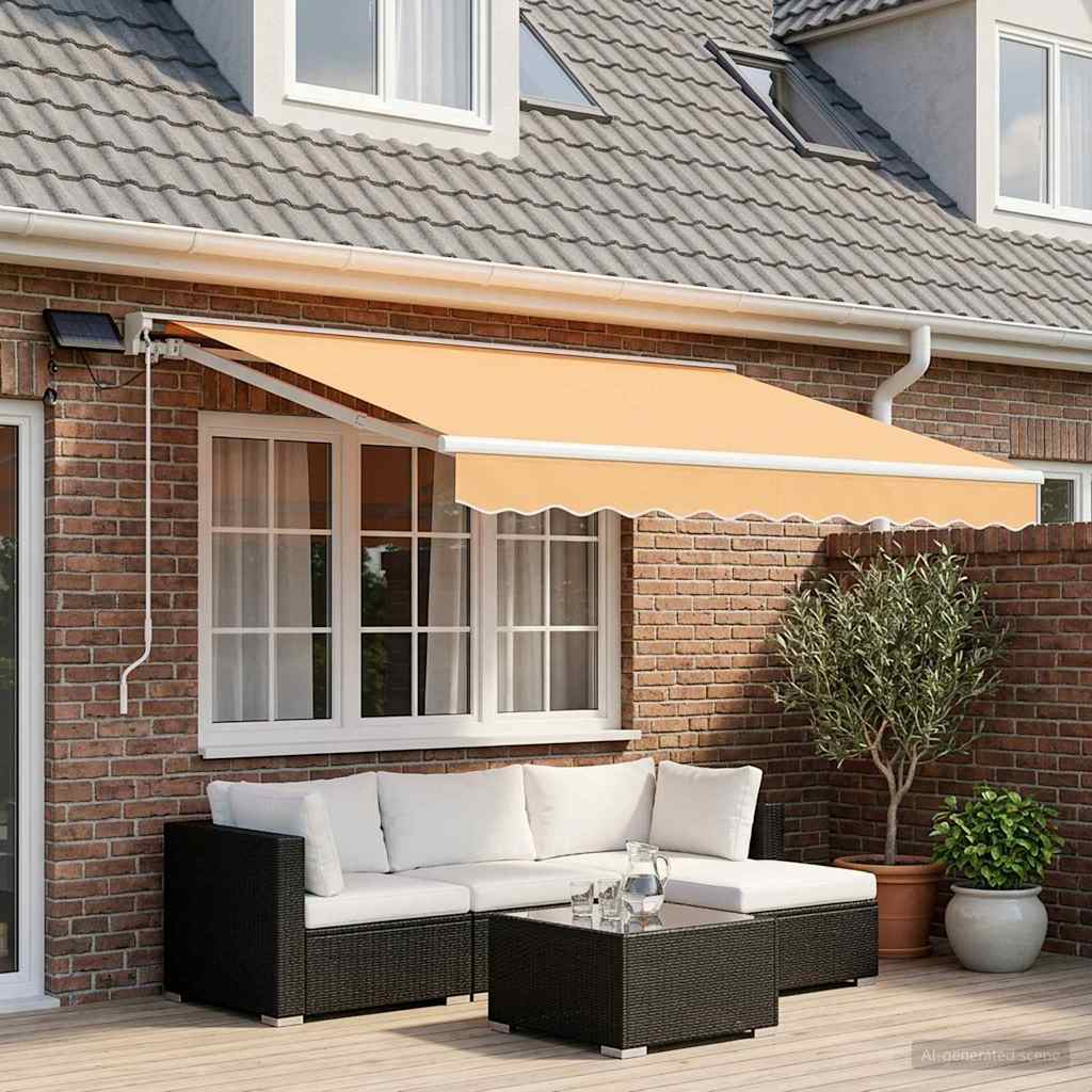 Handmatige Luifelhouder met LED's Zand 3 x 2,5 m is nu te koop bij PeponiXL, paradijselijk wonen!
