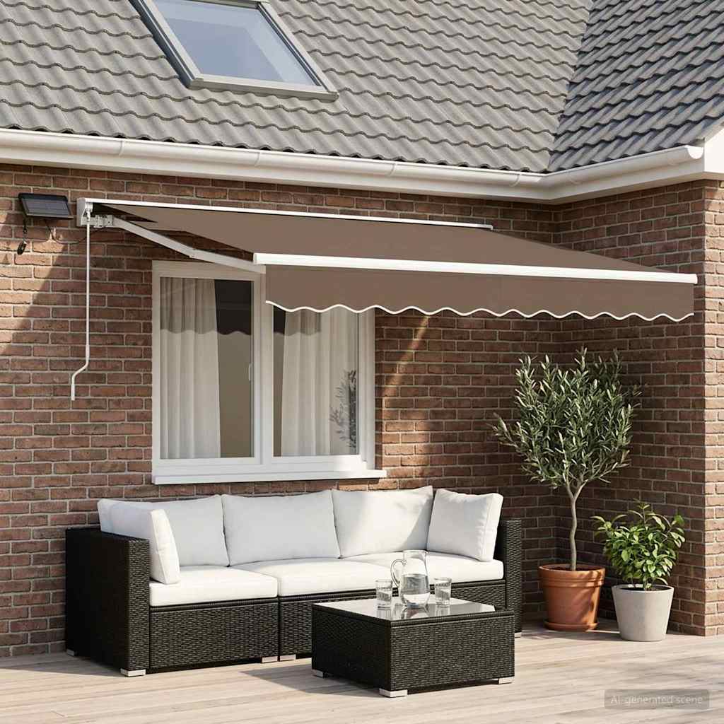 Handmatige Luifelhouder met LED's Taupe 2,5 x 2 m is nu te koop bij PeponiXL, paradijselijk wonen!
