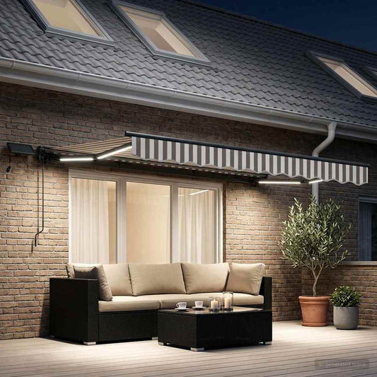 Handmatige Luifelhouder met LED's 3,5 x 2,5 m is nu te koop bij PeponiXL, paradijselijk wonen!