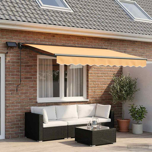 Handmatige Luifelhouder met LED's Zand 3,5 x 2,5 m is nu te koop bij PeponiXL, paradijselijk wonen!