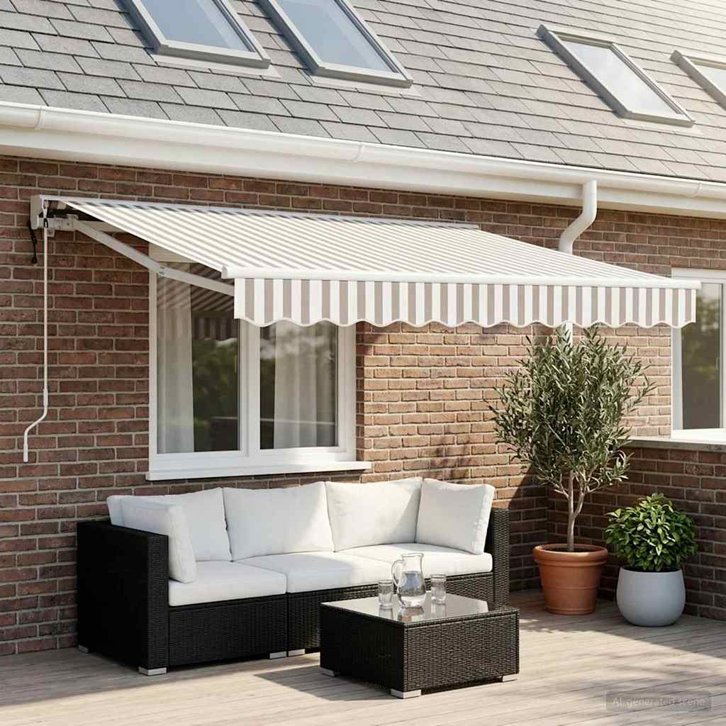 Elektrisch Uittrekbaar Zonnescherm Lichtgrijs en wit. 3 x 2,5 m is nu te koop bij PeponiXL, paradijselijk wonen!