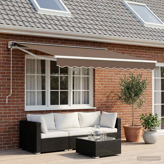Uitschuifbare luifel Taupe 2,5 x 2 m Polyester en Aluminium is nu te koop bij PeponiXL, paradijselijk wonen!