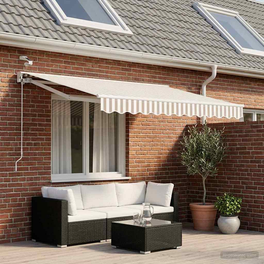 Elektrisch Uittrekbaar Zonnescherm Lichtgrijs en wit. 3 x 2 m is nu te koop bij PeponiXL, paradijselijk wonen!