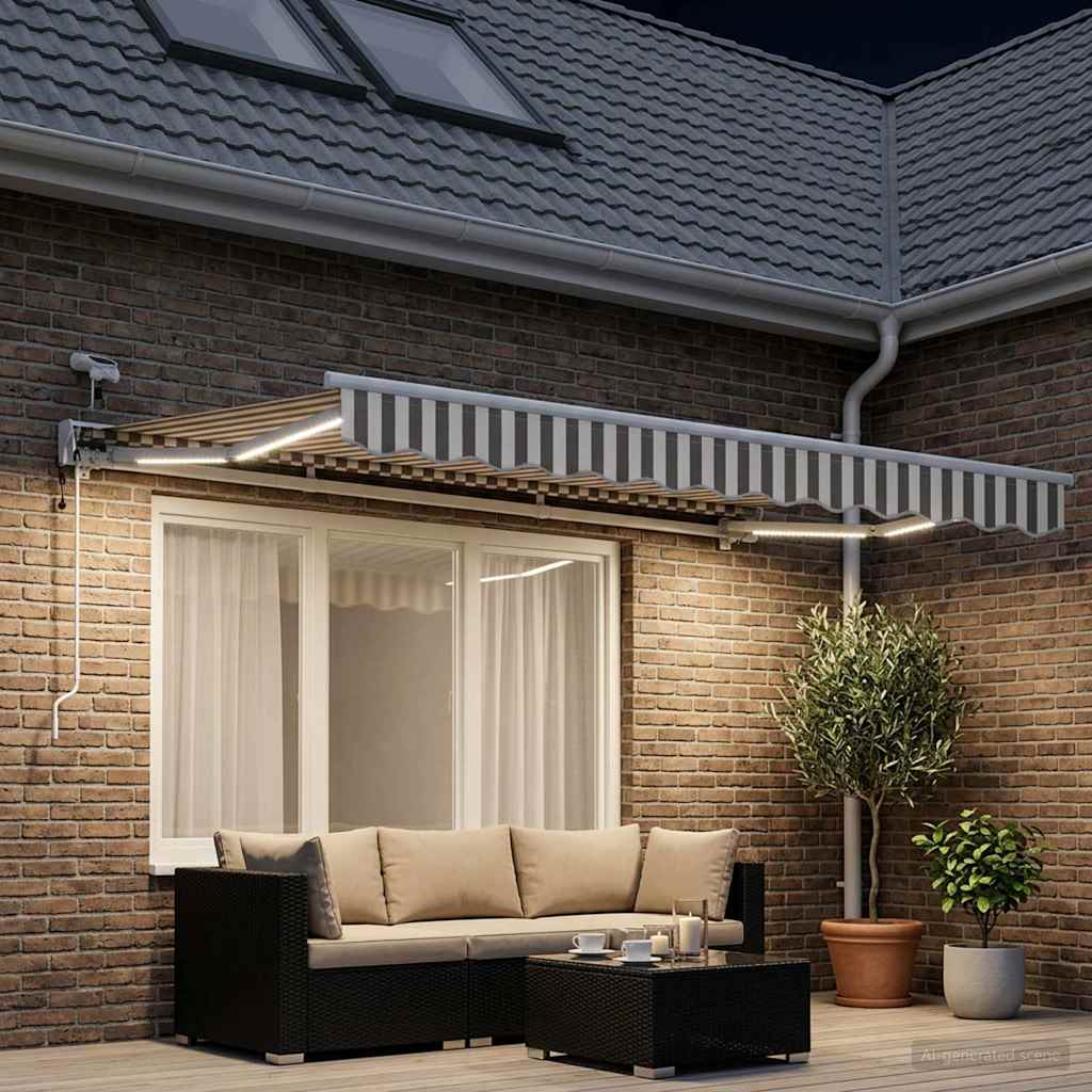 Elektrisch Uittrekbaar Zonnescherm Lichtgrijs en wit. 3 x 2 m is nu te koop bij PeponiXL, paradijselijk wonen!
