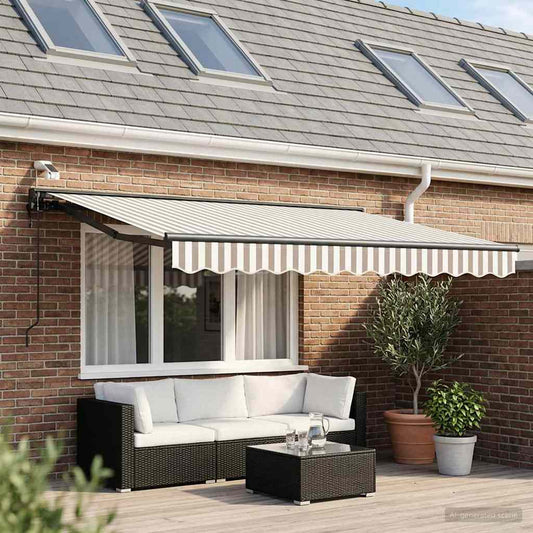 Elektrisch Uittrekbaar Zonnescherm Lichtgrijs en wit. 3 x 2 m is nu te koop bij PeponiXL, paradijselijk wonen!