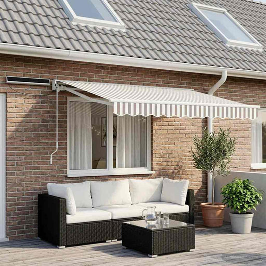 Elektrisch Uittrekbaar Zonnescherm Lichtgrijs en wit. 3 x 2 m is nu te koop bij PeponiXL, paradijselijk wonen!