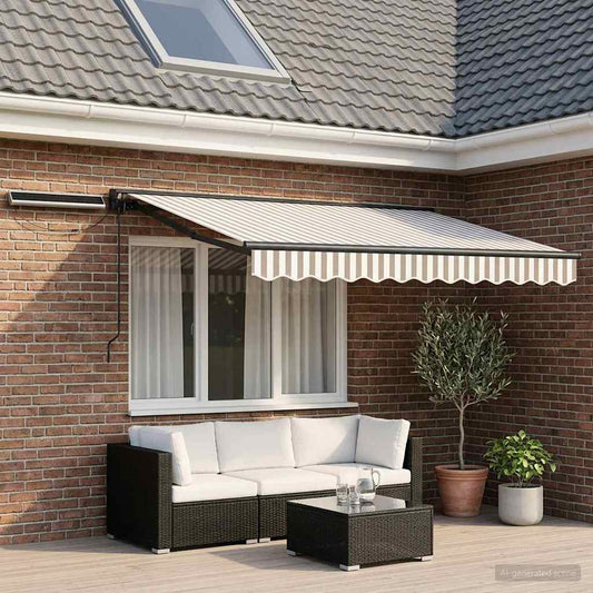 Elektrisch Uittrekbaar Zonnescherm Lichtgrijs en wit. 2,5 x 2 m is nu te koop bij PeponiXL, paradijselijk wonen!