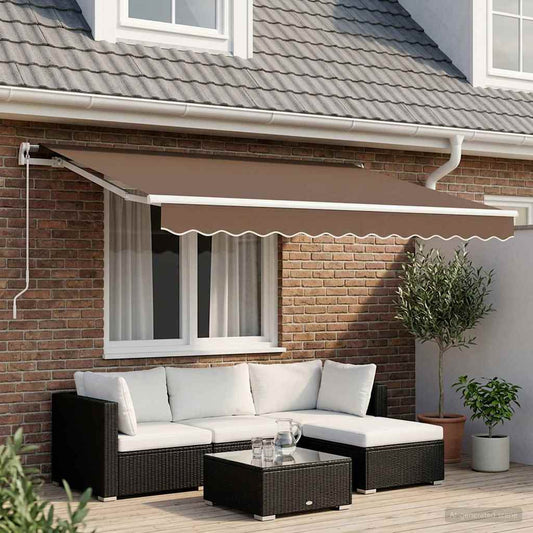 Uitschuifbare luifel Taupe 350 x 250 cm Polyester en Aluminium is nu te koop bij PeponiXL, paradijselijk wonen!