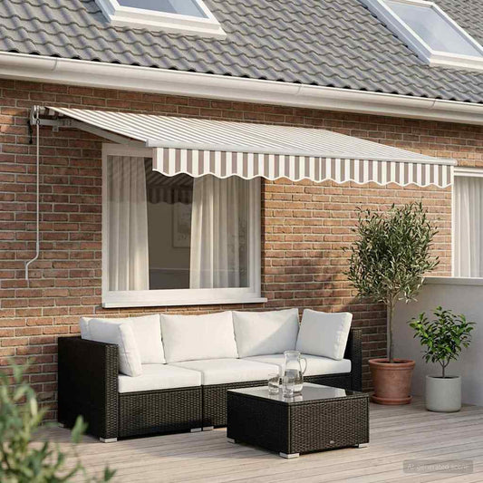 Uitschuifbare luifel Lichtgrijs en wit. 350 x 250 cm is nu te koop bij PeponiXL, paradijselijk wonen!