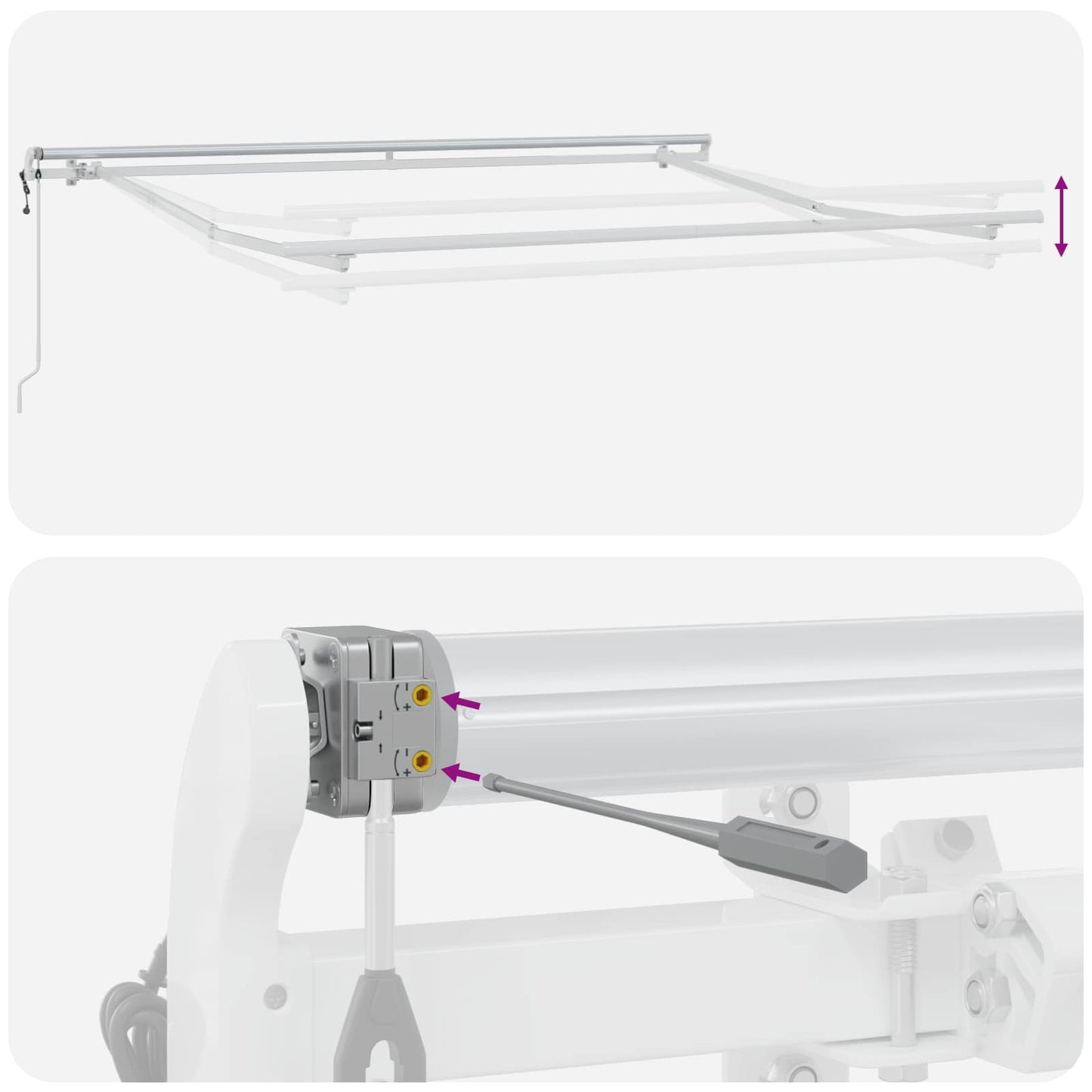 Inklapbaar Zonnescherm Lichtgrijs en wit. 3 x 2 m Stof