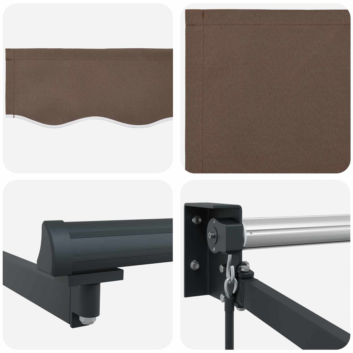 Handbediende luifel met LED's Taupe 100% Polyester en Aluminium is nu te koop bij PeponiXL, paradijselijk wonen!
