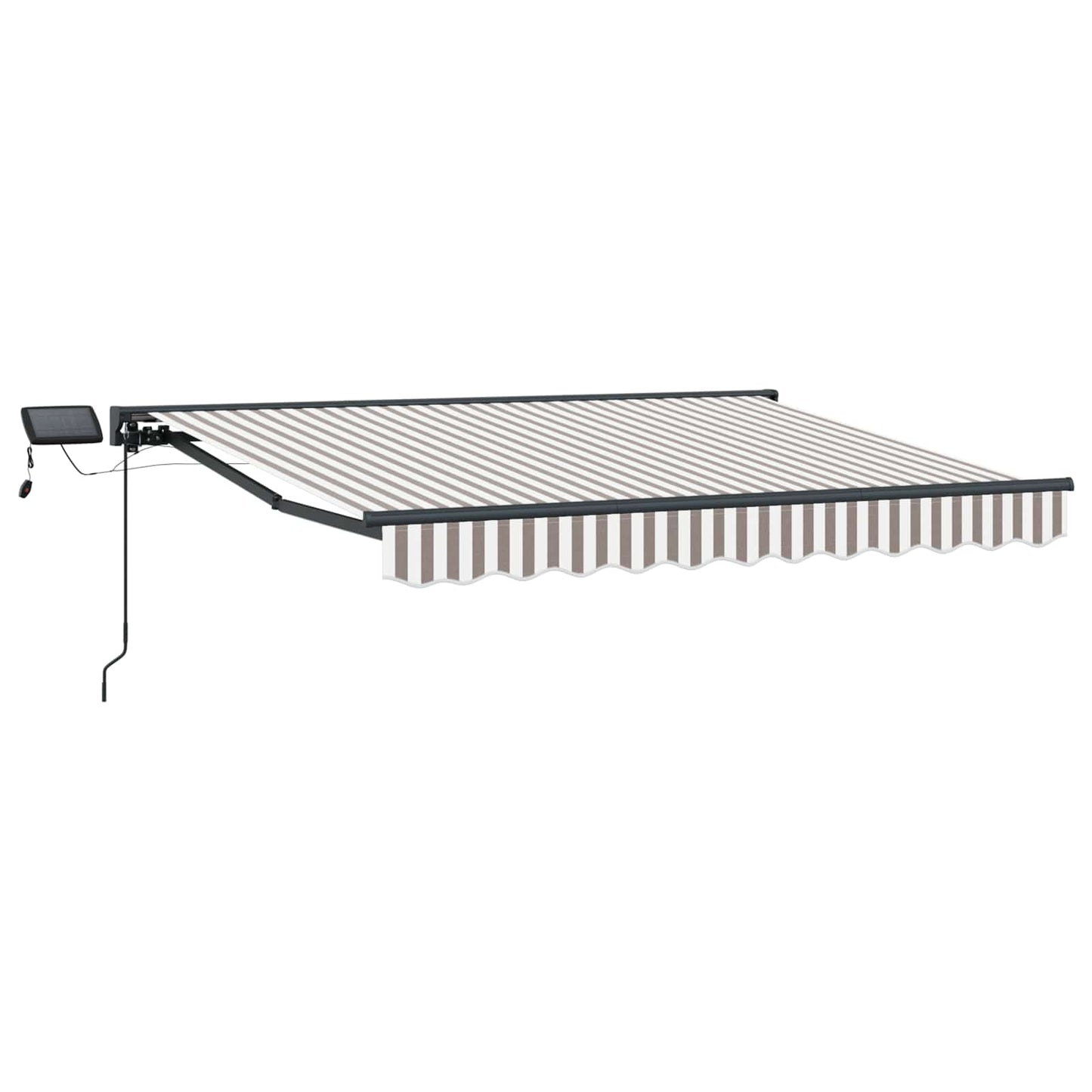 Handmatige Luifelhouder met LED's Lichtgrijs en wit. 3,5 x 2 m