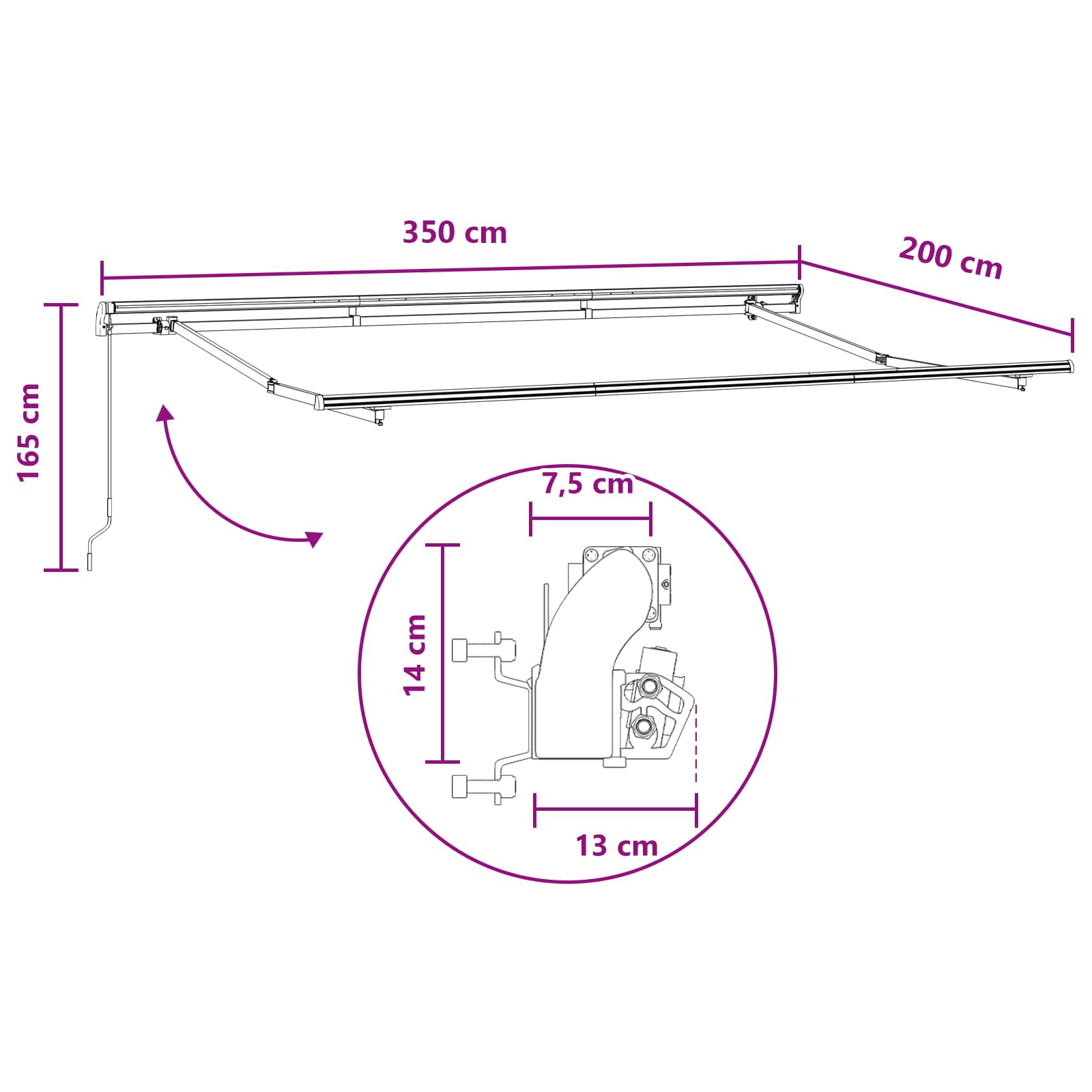 Inklapbaar Zonnescherm Taupe 3,5 x 2 m Stof is nu te koop bij PeponiXL, paradijselijk wonen!