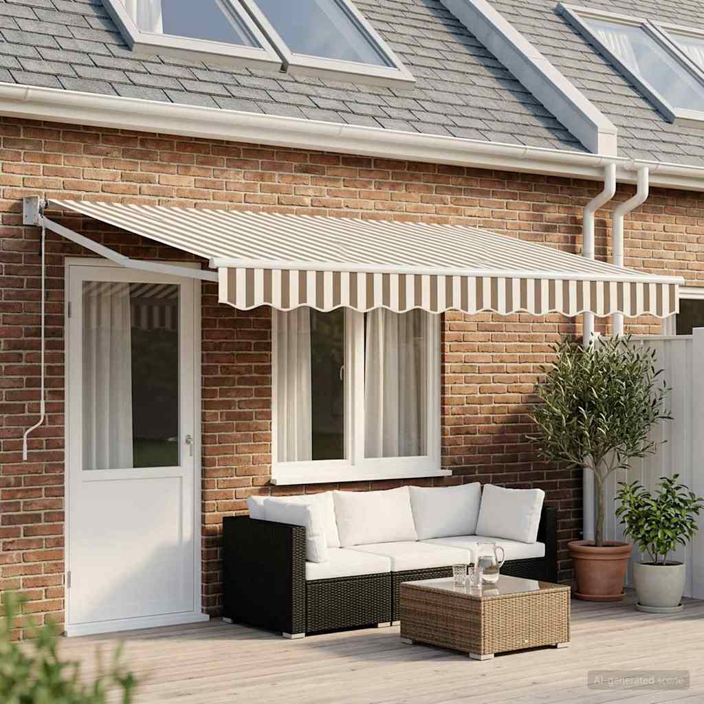 Uitschuifbare luifel Lichtgrijs en wit. 4 × 3 m is nu te koop bij PeponiXL, paradijselijk wonen!