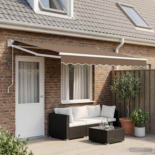 Uitschuifbare luifel Taupe 4 × 3 m Polyester en Metaal is nu te koop bij PeponiXL, paradijselijk wonen!