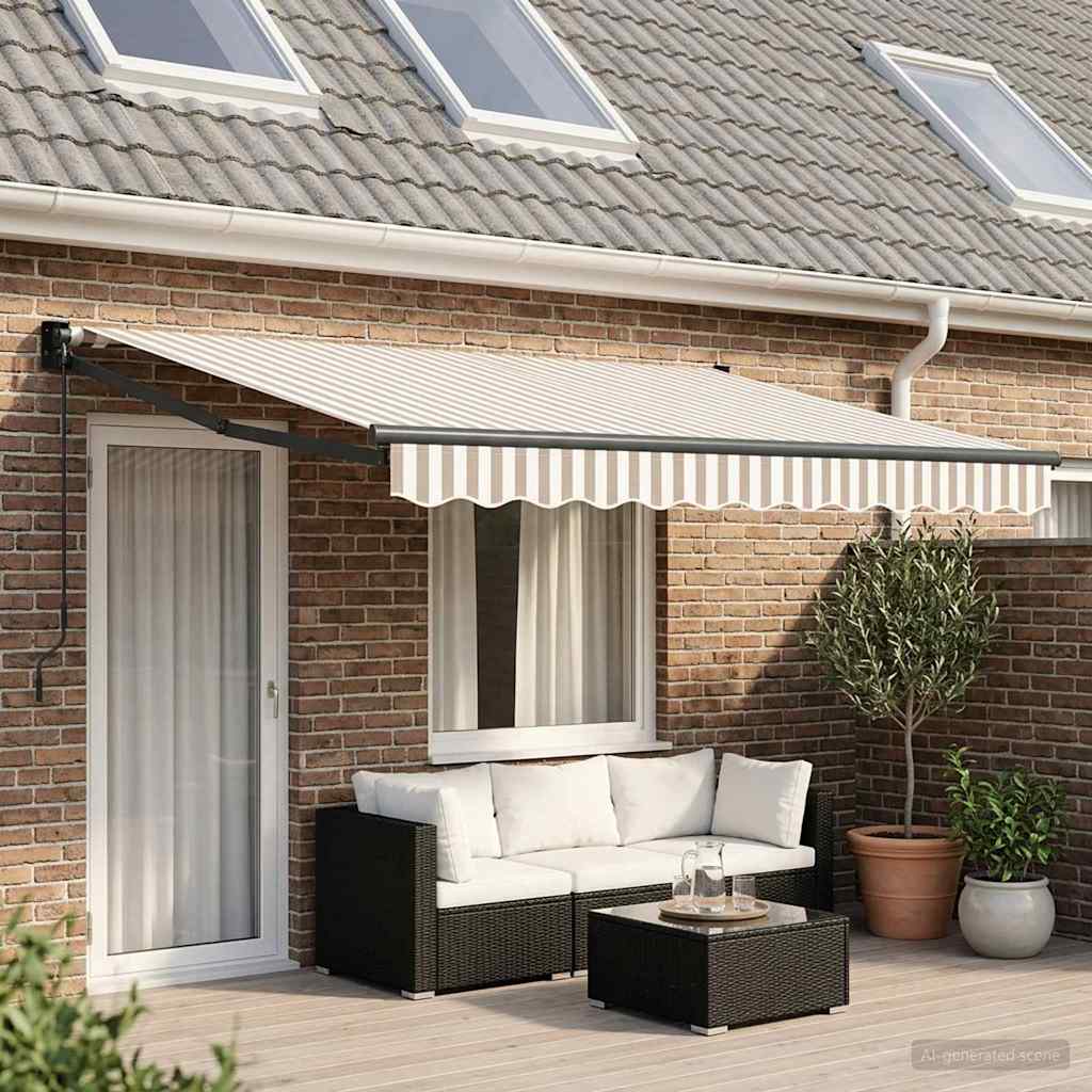 Uitschuifbare luifel Lichtgrijs en wit. 4,5 × 3 m is nu te koop bij PeponiXL, paradijselijk wonen!