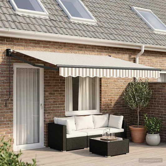 Uitschuifbare luifel Lichtgrijs en wit. 4,5 × 3 m is nu te koop bij PeponiXL, paradijselijk wonen!